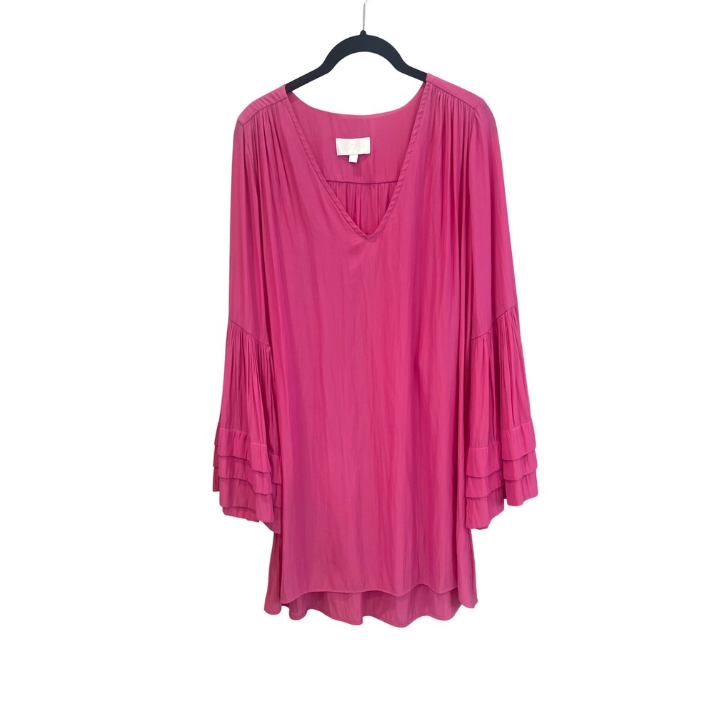 Alexis Pink V Neck Ruffle Sleeve Mini Dress Women's Medium Vacation Resort Wear